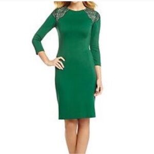 ANTONIO MELANI Green Dress with Lace Accents
